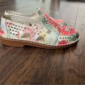 Rieker Size 38 Multicolor Leather Slip On Sandals